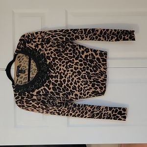 INC beaded, cheetah cardigan
